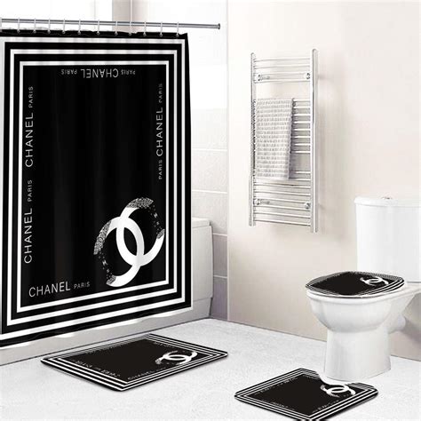 cheap chanel shower curtains|shower curtain Chanel bathroom set.